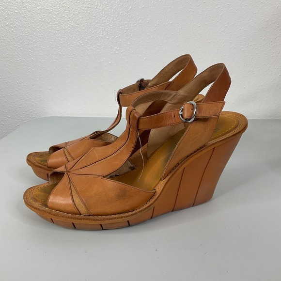 Camper Filippa Brown Leather Wedge Sandals Size 40 - Picture 3 of 7